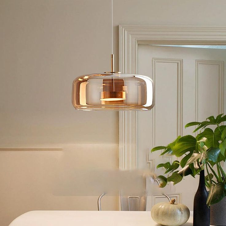 LED Glass Amber Gold Pendant Lamp