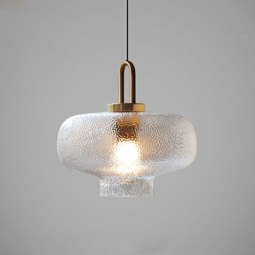 Modern Textured Glass Pendant Light – Gold Hanging Ceiling Lamp