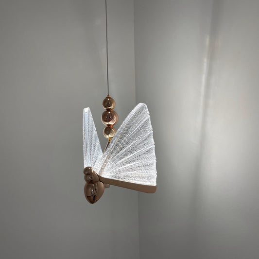 Single Light Gold Butterfly Bedside Hanging Pendant Ceiling Lamp – Elegant Warm Glow for Your Space