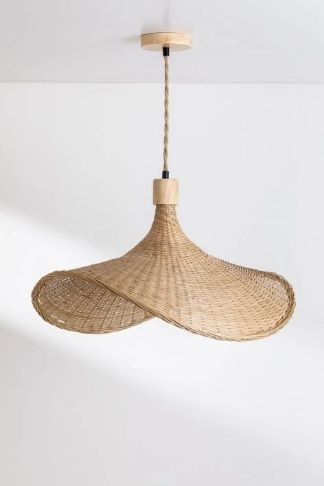 Straw Hat Bamboo Woven Pendant Light – Handmade Rattan Ceiling Lamp