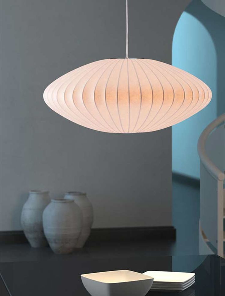 Mid-Century Modern Oval Pendant Lamp – Soft Cocoon Glow
