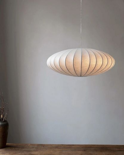 Mid-Century Modern Oval Pendant Lamp – Soft Cocoon Glow