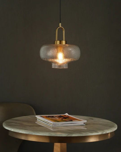 Modern Textured Glass Pendant Light – Gold Hanging Ceiling Lamp