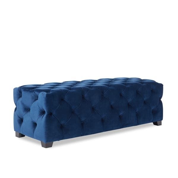 Luxury Tufted Velvet Ottoman Bench – Modern Upholstered Footrest Stool