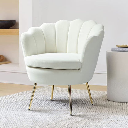 Luxury Flower Shell Velvet Accent Chair – Modern Petal Back Statement Chair