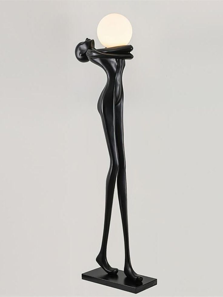 Modern Humanoid Sculpture Floor Lamp – Black Resin LED Art Light for Hotel Lobby & Home Decor (1.9)