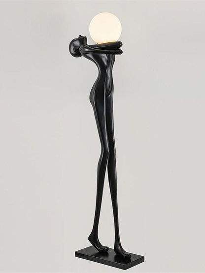 Modern Humanoid Sculpture Floor Lamp – Black Resin LED Art Light for Hotel Lobby & Home Decor (1.9)