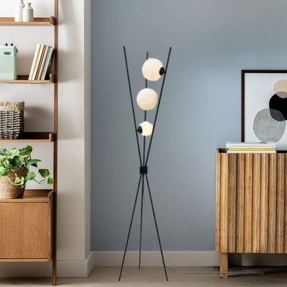 Modern Tripod Floor Lamp with 3 Glass Globe Lights – Minimalist Standing Lamp