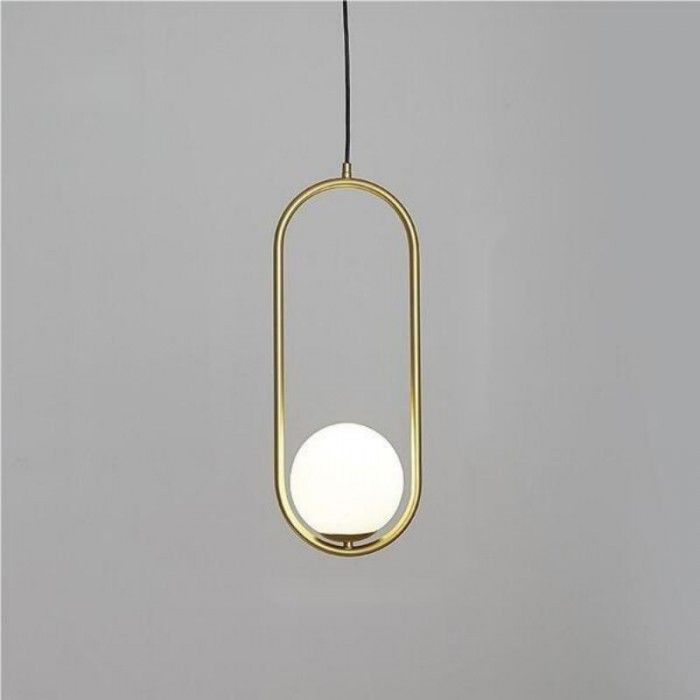OBI Opal Glass with Brass Gold Metal Single Pendant Light