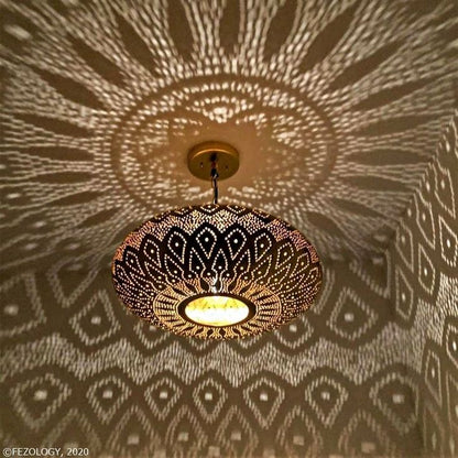 Elegant Moroccan Brass Pendant Light – Handmade Ceiling Chandelier with Adjustable Chain 50 C.M
