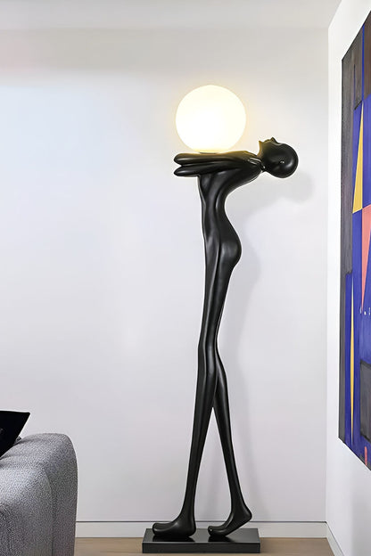 Modern Humanoid Sculpture Floor Lamp – Black Resin LED Art Light for Hotel Lobby & Home Decor (1.9)