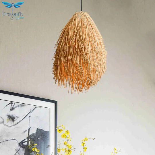 Wicker Pendant Lamp - Oriental Style Rattan Ceiling Light 60 C.M