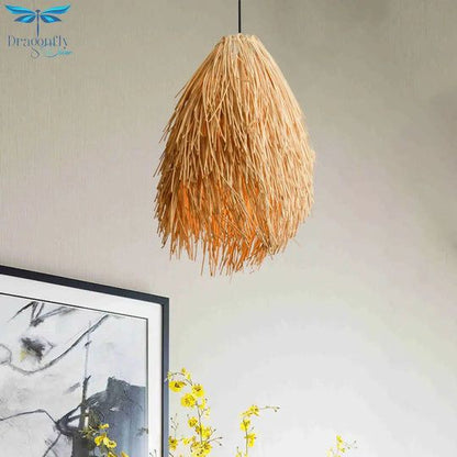 Wicker Pendant Lamp - Oriental Style Rattan Ceiling Light 60 C.M