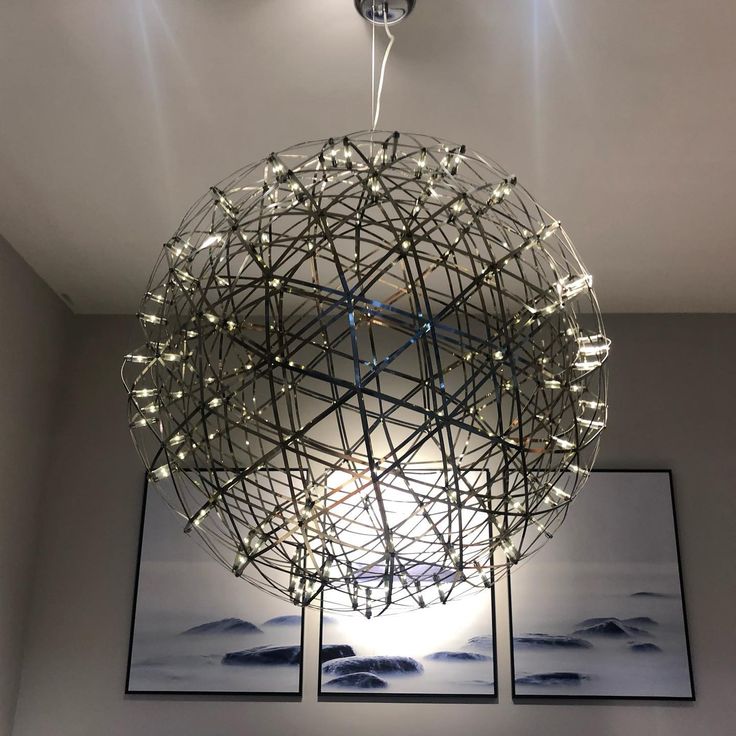 Modern Spark Ball LED Chandelier – Gold Chrome Firework Sphere Light