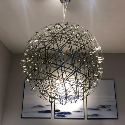 Modern Spark Ball LED Chandelier – Gold Chrome Firework Sphere Light
