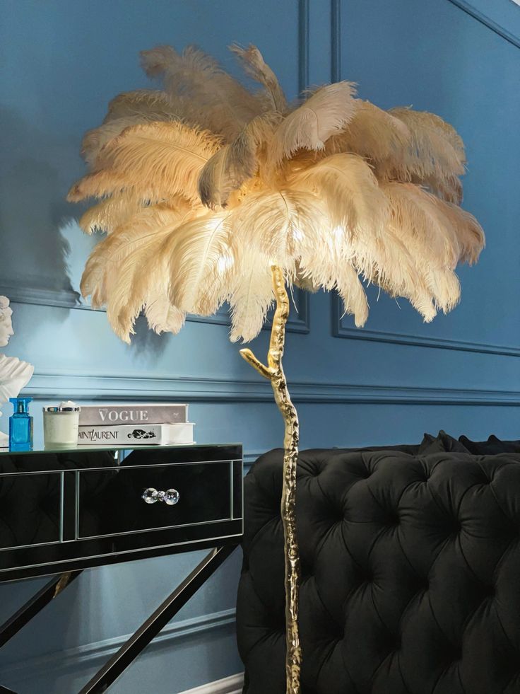 Gold Feather Floor Lamp – Elegant Standing Light for Living Room, Bedroom & Holiday Décor 1.2 C.M