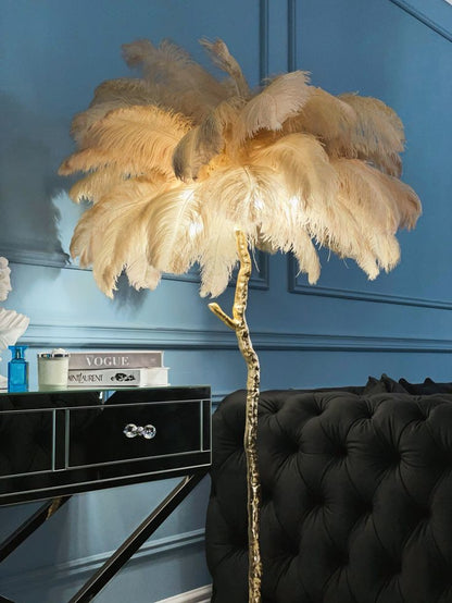 Gold Feather Floor Lamp – Elegant Standing Light for Living Room, Bedroom & Holiday Décor 1.2 C.M