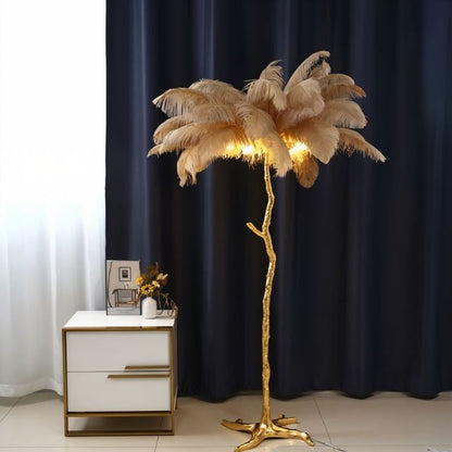 Gold Feather Floor Lamp – Elegant Standing Light for Living Room, Bedroom & Holiday Décor 1.2 C.M