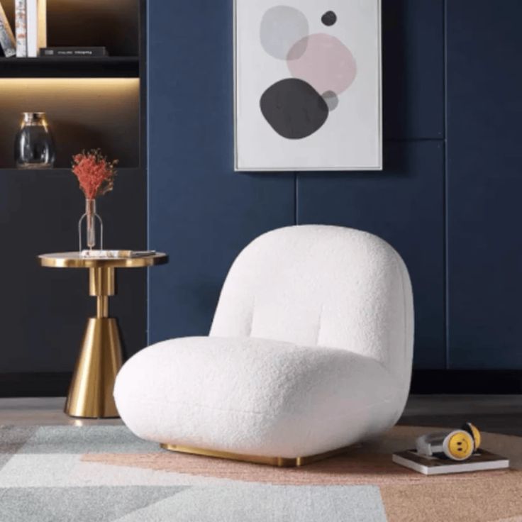 Serenity Plush Accent Chair – Fleece Velvet Lounge Chair with Wood Frame