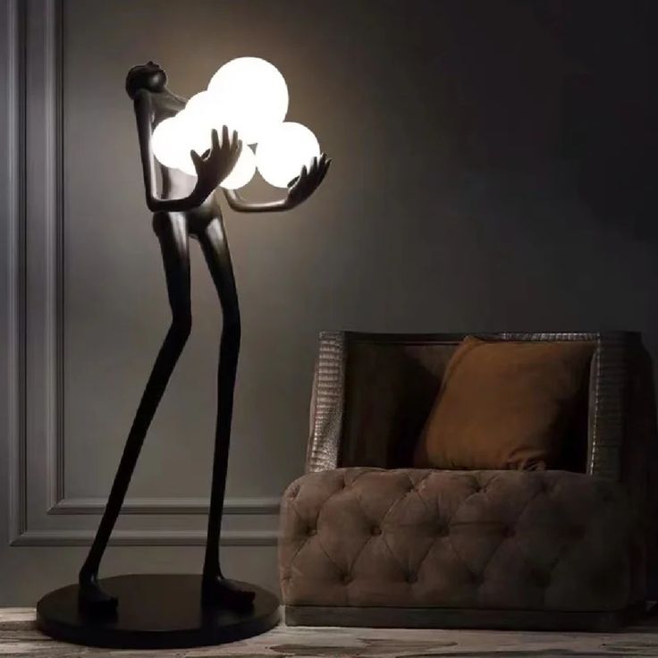 Sculpture Floor Lamp with Globe Lights