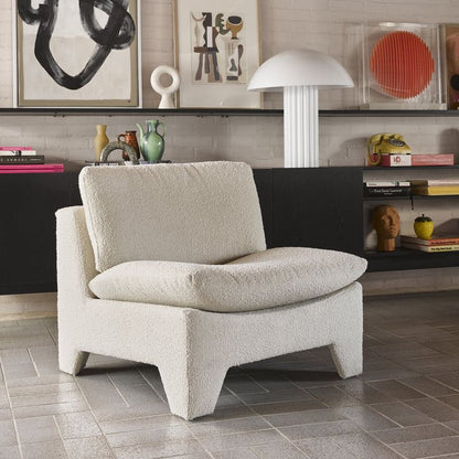 Modern Bouclé Accent Lounge Chair – Minimalist Armless Single Seater Sofa