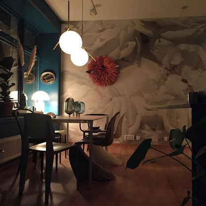 Golden Frosted Glass Globe Pendant Light – Mid-Century Modern Design