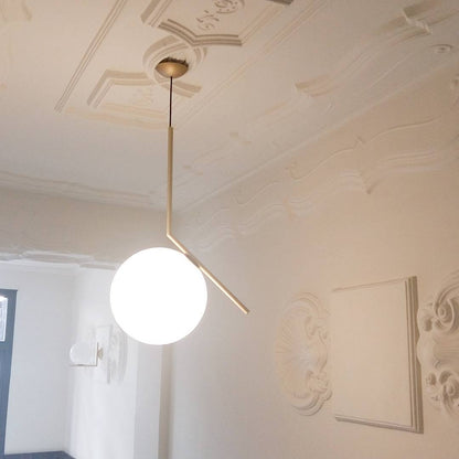 Golden Frosted Glass Globe Pendant Light – Mid-Century Modern Design